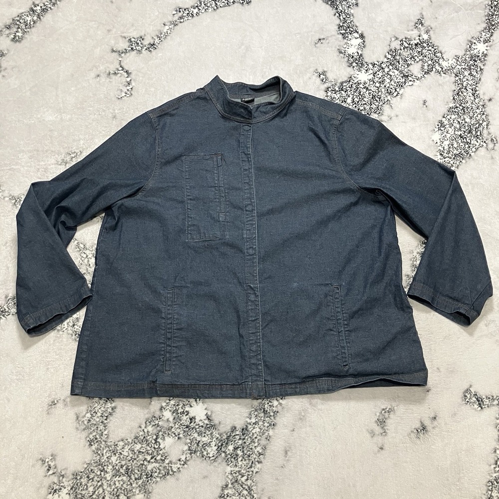 Eileen Fisher Lightweight Jacket Womens Blue Button Front Minimalist Overshirt